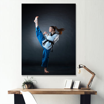 Karate Kick Black Belt - Martial Arts Canvas Wall Art